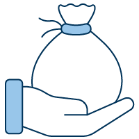 Icon Hand mit Geldsäckchen